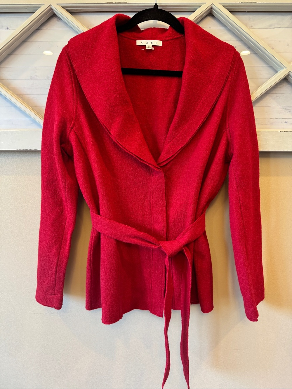 Cabi Merino Wool Coat‎ Red size large belt